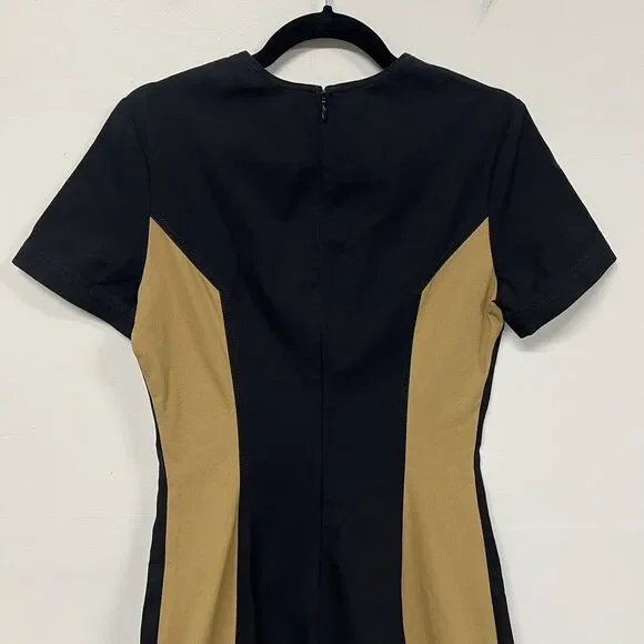 Derek Lam 10 Crosby Dress Womens Size 8 Black Cream Colorblock Cotton Poplin - Picture 4 of 13